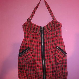 Plaid halter dress punk retro